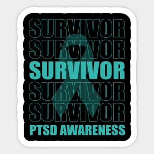 PTSD Survivor, PTSD Awareness, Teal Ribbon Sticker